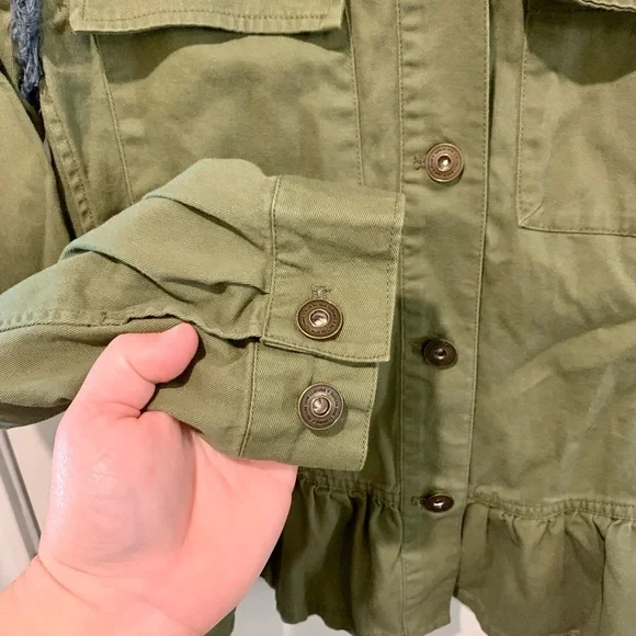 MATILDA JANE Jacket Moments with You Size XS Army Green Pockets Patchwork. - Picture 13 of 14